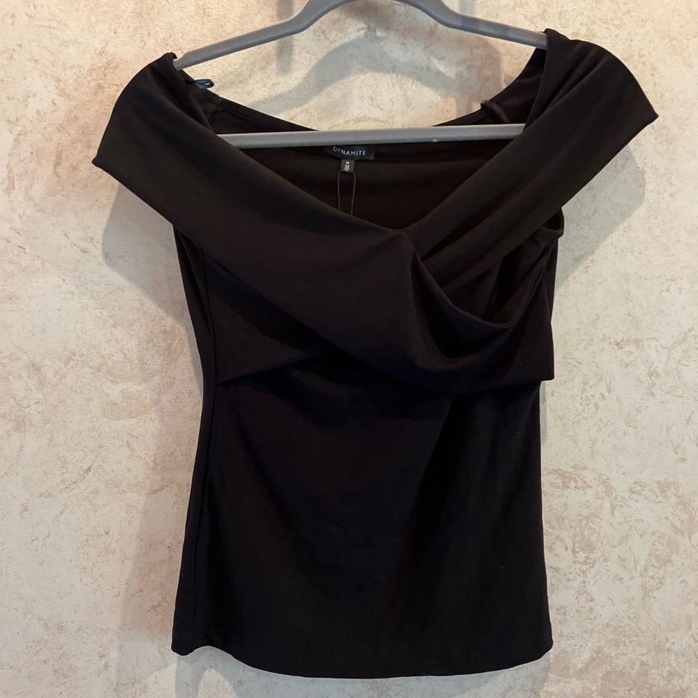 Black off the shoulder dynamite top